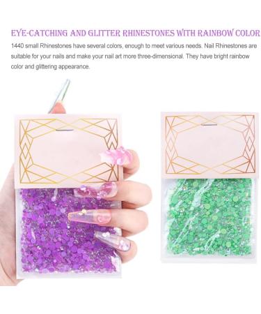 dijiusidy 1440 Pieces Glass Crystal Set Eye-catching 3D Tips Decoration Nail Art Rhinestones DIY Handcraft Manicure Accessories Green - Buy Online on GoSupps.com