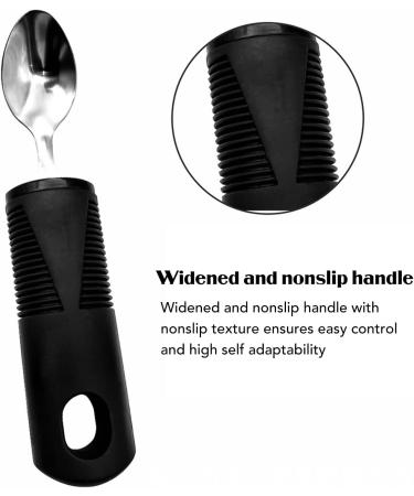 3 Piece Adaptive Utensils Heavy Stainless Steel Spoon Fork Serrated Knife with Non Weighted Non Slip Handles for Hand Tremors Arthritis Elderly Use(Black) - Buy Online on GoSupps.com