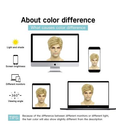 TUOFLY Men's Blonde Fluffy Layered Wig - Natural Synthetic Hair Costume for Halloween Replacement - Buy Online on GoSupps.com