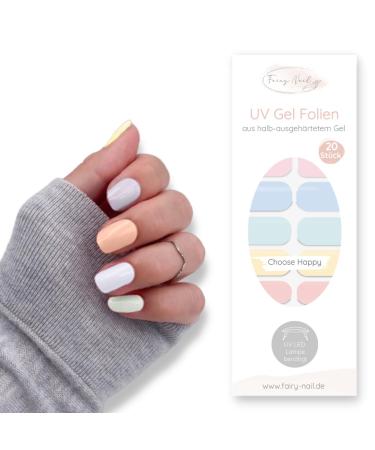 Fairy Nail UV nail foils self-adhesive gel foils half-cured 20 pieces nail wraps nail polish strips to stick on... (Pastel) - Buy Online on GoSupps.com