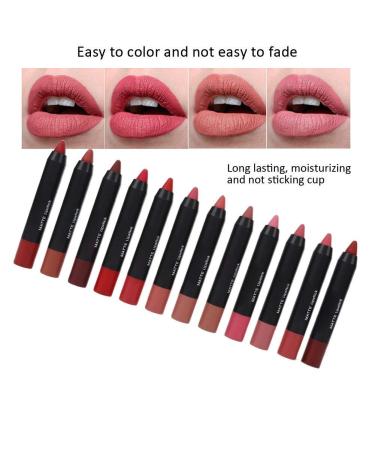 12-Piece Exquisite Gift Box Matte Lipstick Set | Waterproof Non-Stick Lip Gloss & Pencil Crayon Kits for Perfect Lips - Ideal for Gifts - Buy Online on GoSupps.com