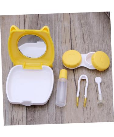 Homsfou Cartoon Contact Lens Case - Cute Yellow Lens Storage Container with Mirror & Tweezers - International Shipping Available - Buy Online on GoSupps.com