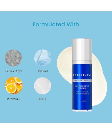 SKINN Deep Wrinkle Facial Serum - Intensive Age Reset Serum | Anti Wrinkle Repair & Hydrating Face Serum with Ferulic Acid, Retinol, Vitamin C & NAD - Buy Online on GoSupps.com