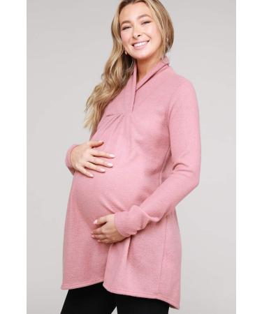 Bump Maternity Knit Sweater - High Neck Shawl Collar XL Mauve (Made in USA) - Buy Online on GoSupps.com