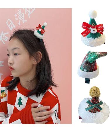 AJTUTUS Santa Hat Headwear Tinsel Hair Clip Christmas Duckbill Clip Headpiece with Tinsel Tulle Cone Hat Cartoon Photo Props - Buy Online on GoSupps.com