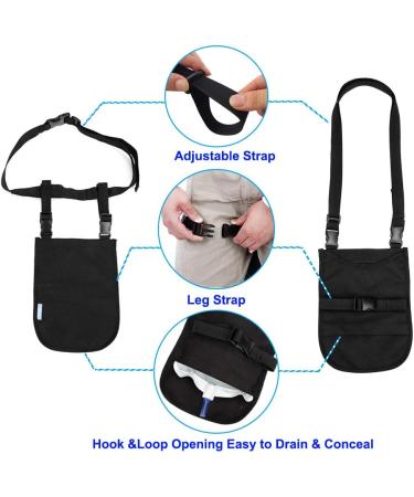 Foley Catheter Bags Holder Kit - Uresil Drainage Device for Men & Women 1000ML Small Black - Secure Night Supplies - Buy Online on GoSupps.com