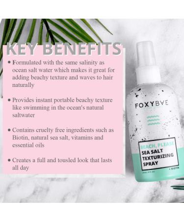 FoxyBae BEACH PLEASE Sea Salt Spray 8 Fl oz - Texturizing & Volumizing Hair Spray for Men & Women - with Biotin for Hair Growth - Wavy Hair Products - Buy Online on GoSupps.com