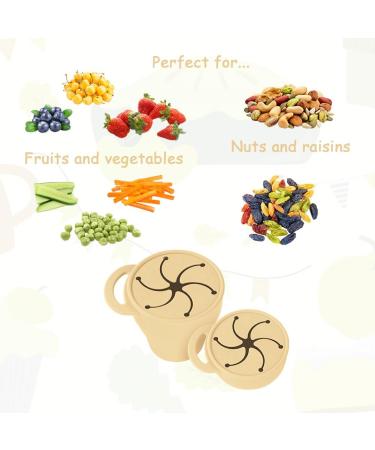 Vicloon Collapsible Silicone Baby Snack Cup - Non Spill Snack Pot for Toddler with Lid - Beige - Buy Online on GoSupps.com