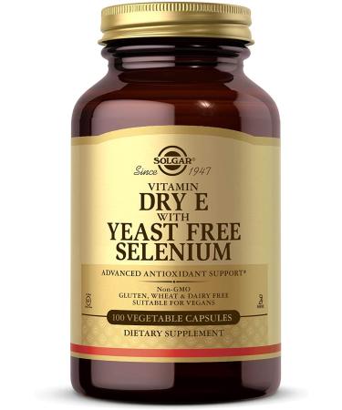 Solgar Vitamin Dry E with Yeast Free Selenium 100 Vegetable Capsules