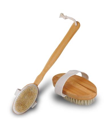 Wellness/Bath Brush - Bath Brushes/Back Brush Removable Wooden Handle Bath/Shower Natural Bristle