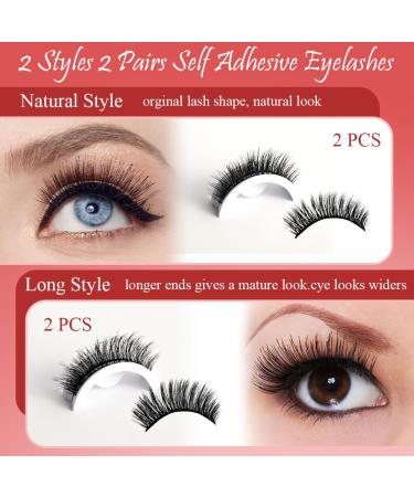 2 Pairs Self-Adhesive Eyelashes & 10PCS Replacement Glue Strips - Reusable Waterproof Natural Look | International Shipping Available - Buy Online on GoSupps.com