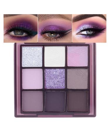 9Colors Eye Shadow Palettes Makeup Dark Purple Plum Lavender Mauve Black Smoky Eyeshadow Palette for Older Women Natural Powde Eye Shadows Waterproof Long Lasting Naturing-Looking 9Colors-Dark Purple Plum Lavender