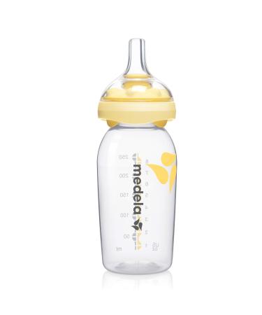 Medela Slow Flow BPA- Breastmilk Teat with 250 ml Bottle - Teat with zer and fridge safe bottle for expressing storing and feeding PP bottle 250ml with Calma