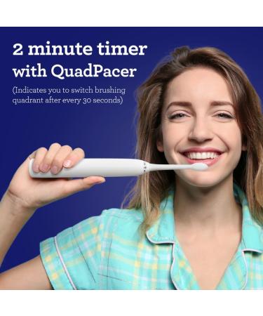 GuruNanda Sonic Toothbrush 4100 - Rechargeable Electric Power Toothbrush with Pressure Sensor, 5 Modes & 2 Minutes Timer - Includes 3 Brush Heads, Travel Case, and Charger Stand - White - Buy Online on GoSupps.com