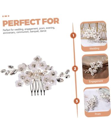 Ipetboom Bridal Comb Hair Combs Pin Wedding Hair Combs Wedding Hair Accessories Hair Deyer Wedding Hair Clip Wedding Decor Flower Hair Comb Hand Made White Pearl Hair Piece Bride - Buy Online on GoSupps.com