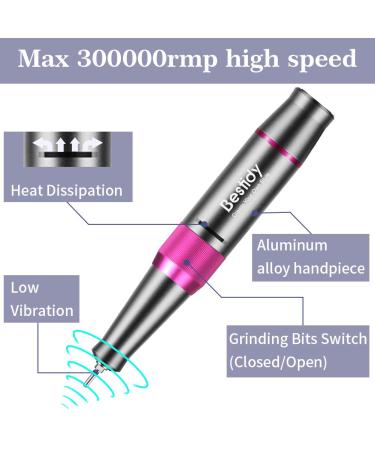 Bestidy Nail Drill Machine 30000rpm Professional Rechargeable Kit with Phone Power Bank - Gray - Buy Online on GoSupps.com