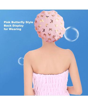Elastic Band Waterproof Shower Cap for Girls and Women - Butterfly Design | Keeps Hair Dry, Covers Ears, Oil-Proof | Ideal for Bath and Kitchen Use - Buy Online on GoSupps.com
