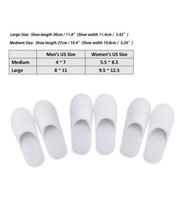Deluxe Closed Toe White Spa Party Slippers - 5 Pairs | Ideal for Guests & Travel | Large Size 9.5-12.5 Women/8-11 Men - Buy Online on GoSupps.com