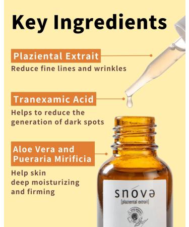 Snova Placenta Serum - Anti-Aging Hydrating & Firming | All Skin Types | Made in Japan - 0.68 Fl Oz - Buy Online on GoSupps.com