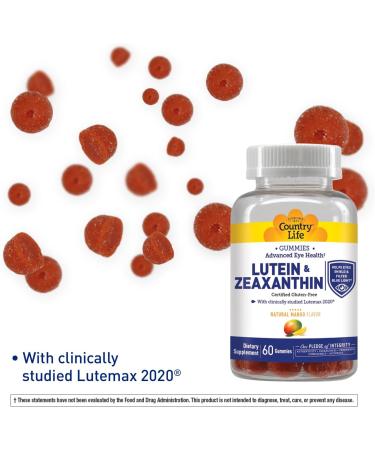 Country Life Lutein Gummies with Lutemax 2020 60 Ct Chewable Natural Eye Support Supplement Marigold Lutein Zeaxanthin Eye Health & Macular Support Non-GMO Natural Fruit Pectin Vegan - Buy Online on GoSupps.com