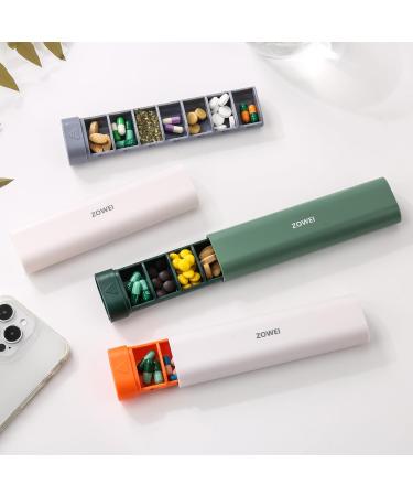 Optimized 7-Grid Pill Box for Vitamins & Medication - Portable Tablet Organizer in Orange & Gray - Buy Online on GoSupps.com