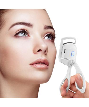 Heated Electric Eyelash Curlers, Long Lasting USB Rechargeable Curly Lash Curler, 2 Heating Modes Quick Pre-Heat Eye Lashes Curler, Stable Temperature No Harm to Lashes' Eyelash Curler (White)