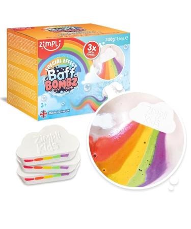 3 x Large Cloud Rainbow Bath Bombs from, Special Effect Bath Bombs for Children, Handmade Bubble Bath Fizzies Gift Set, Organic Moisturising Vegan Friendly and Cruelty Free - Buy Online on GoSupps.com
