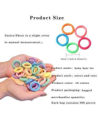 300pcs 1 inch High Elastic Hair Ties for Infants & Toddlers - Seamless & Creaseless Soft Mini Hair Ties in 18 Colors, Gentle on Babies & Girls' Hair - Buy Online on GoSupps.com