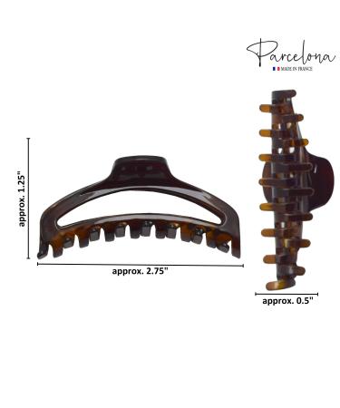 Parcelona French Slim Small Tortoise Shell Celluloid Hair Claw Clip - Brown/Black - Buy Online on GoSupps.com