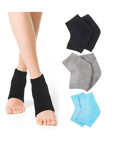 3 Pairs Gel Heel Socks Soft Ventilate Open Toe Socks Plantar Anti Cracked Socks Moisturizing Cracked Heel Socks Soft Ventilate Gel Heel Socks Beauty Spa Treat Dry Hard Foot Men and Women