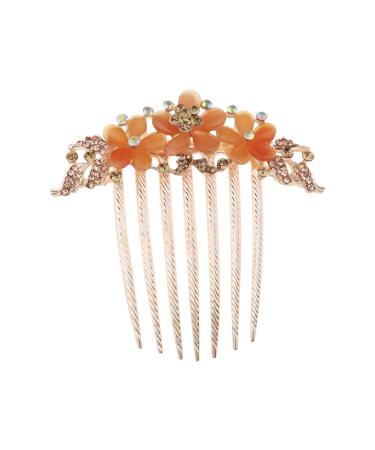 SG Store Flower Hair Comb Rhinestone Wedding Bride Headpiece Hair Ornament Decorative Hair Accessories for Women and Girls Hairstyles Champagne