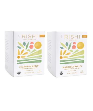 Rishi Tea Chamomile Medley Herbal Tea | Immune Support, USDA Certified Organic, Fair Trade Botanical Blend, Antioxidants, Caffeine-Free | 15 Sachet Bags, 0.84 oz (Pack of 2) Chamomile Medley 15 Count (Pack of 2)