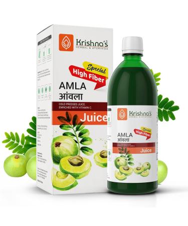 Krishna's Special Amla High Fiber Juice - 1000 ml | Fresh cold pressed Amla Juice | Helps Boosts Skin and Hair Health | Helps Detox | Rich in Vitamin C | Natural Immunity Booster