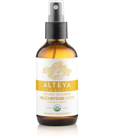 Alteya Organics Helichrysum Water USDA Certified Organic Facial Toner, 4 Fl Oz/120mL Pure Bulgarian Helichrysum Italicum (Immortelle) Flower Water, Award-Winning Moisturizer Amber Glass Spray Bottle