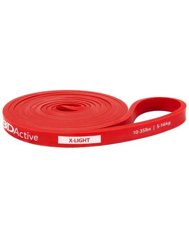 3DActive Pull Up Assist Band - Resistance Band for Strength Training Powerlifting Body Stretching Crossfit. Free Exercise Guide. #1 Red- 10 to 35 Pounds (1/2 " *4.5mm) - Single Band