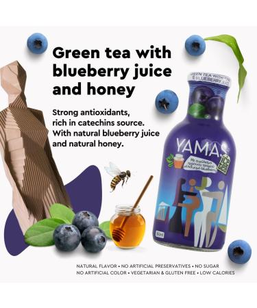 Yamas Green Tea with Blueberries - Natural Sugar-Free Gluten-Free Iced Tea | Low-Calorie Refreshment in Eco-Friendly Glass Bottle - 360ml - Buy Online on GoSupps.com