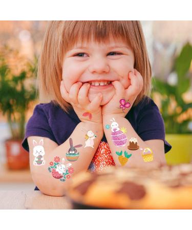 Easter Temporary Tattoos for Kids - Bunny, Egg, Chick Designs - Waterproof Fake Tattoos for Easter Party - 10 Sheets - Buy Online on GoSupps.com