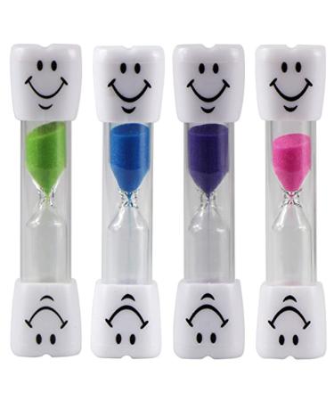 4 Pieces 3 Minute Toothbrush Sand Timer for Kids Assorted Colors Tooth Shape Timers Plastic Hourglass for Proper Tooth Brushing Boys Girls Oral Care