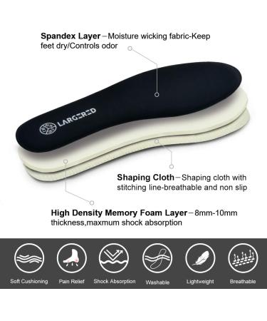 Large Memory Foam Insoles for Men & Women | Comfortable Shoe Inserts for Hiking Sneakers & Sports | Sizes 36-46 - Buy Online on GoSupps.com
