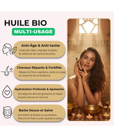 MEQNES Huile d'Argan Bio 100% Pure Press e Froid au Maroc - Nourrit & R pare Anti- ge Anti-Tache - Huile Argan Cheveux Visage Corps - Vegan - Flacon Verre Ambr - 50ml - Buy Online on GoSupps.com