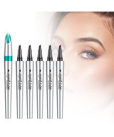 Magic Eyebrow Pencil 3D Waterproof Microblading Eyebrow Pencil Contouring Pen 4-Tipped Precise Brow Pen Long-Lasting Natural Fine Stroke Eyebrow Pencil (F-5Pcs)