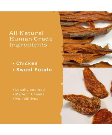 Hearty Tails Canadian Chicken and Sweet Potato - All Natural Two Ingredients No Additive Locally Sourced Dog Treats Gluten-Free 200g Pouch Gourmet Pet Treats Protein Made in Canada - Buy Online on GoSupps.com
