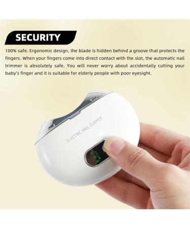Fingernail Trimmer Electric Electric Automatic Nail Clipper | Nail Scraps Storage Clipper Rechargeable LCD Digital Display Clipper Light & 3 Speeds for Children Seniors White - Buy Online on GoSupps.com