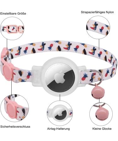 Mouyou Airtag Cat Collar - Adjustable Soft Nylon with Bell & Silicone Holder | Cute Animal Pattern | International Shipping - Buy Online on GoSupps.com