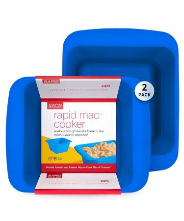 Rapid Mac Cooker | Microwave Macaroni & Cheese in 5 Minutes | Perfect for Dorm, Small Kitchen or Office | Dishwasher Safe, Microwaveable, BPA-Free (Blue, 2 Pack)