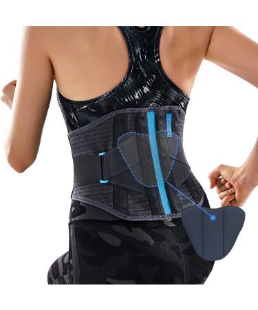 T TIMTAKBO Lower Back Brace W/Removable Lumbar Pad for Men Women Herniated Disc Sciatica Scoliosis Waist Pain Relief Lumbar Support Belt(Gray-3XL Fit Belly 47-55)  Gray/Blue 3X-Large (Pack of 1)