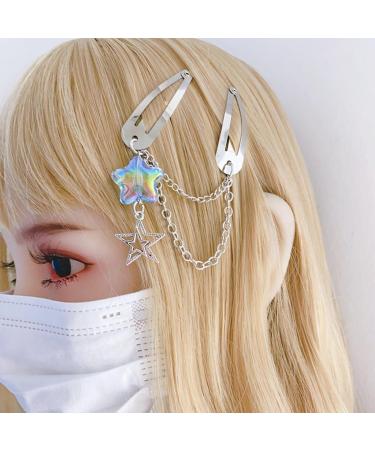 hgnxa Star Chain Pendent Hair Clip Hairpin with Pentastar Decoration Colorful Hair Barrette for Girls Style Ornaments Blue - Buy Online on GoSupps.com
