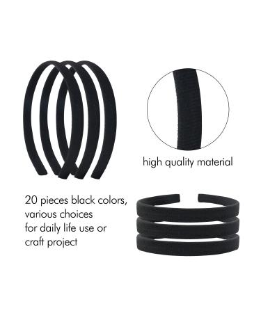 20 Pieces Monochrome Black Fabric Covered Elastic Hair Bands for Women - DIY Tiara & Crown Accessories - Buy Online on GoSupps.com