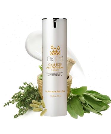 EGF Gold Anti-Aging & Anti-Wrinkle Cream Reduces Fine Lines Firms Skin Promotes Cell Regeneration with Retinol Collagen & Hyaluronic Acid 50 ml Made in USA