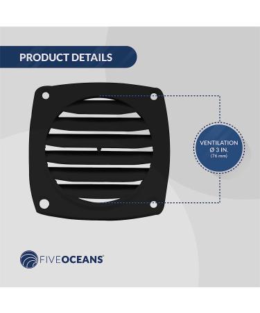Five Oceans Air Louvered Flush Thru Vent 3 White/Black - Pack of 2 - Buy Online on GoSupps.com